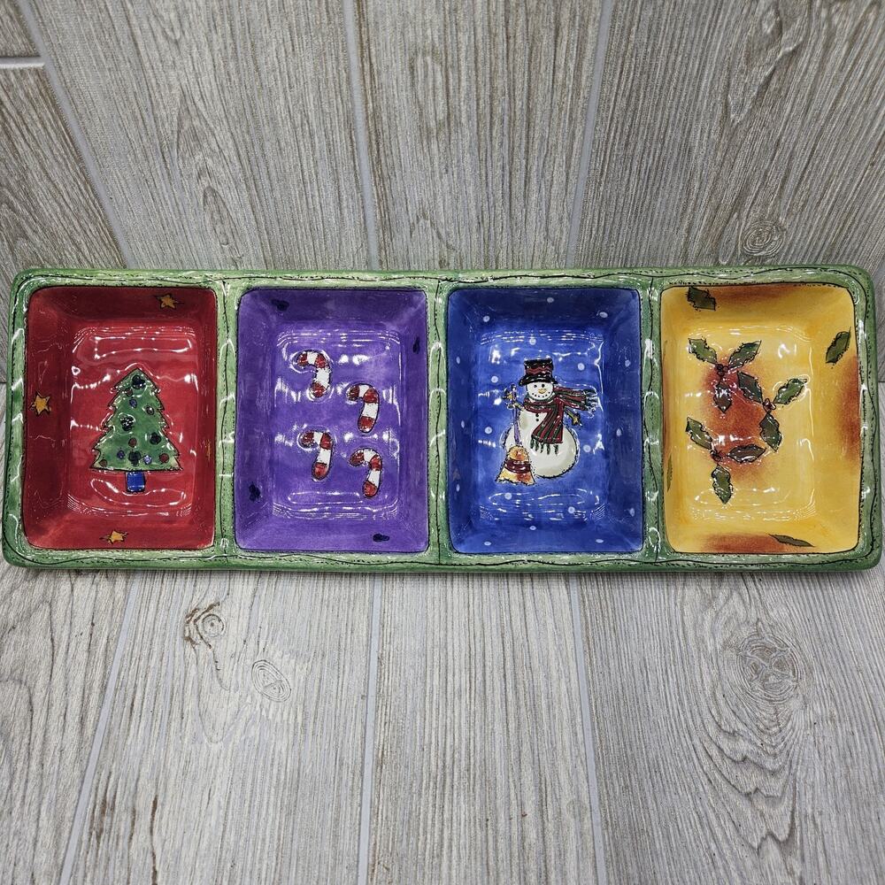 Sango The Sweet Shoppe Christmas 4 Part Relish Tray Divided Dish Sue Zipkin 3041